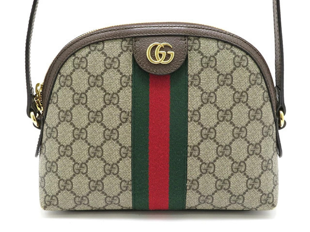 Gucci GG Supreme Ophidia Shoulder Bag Brown x Beige Cream